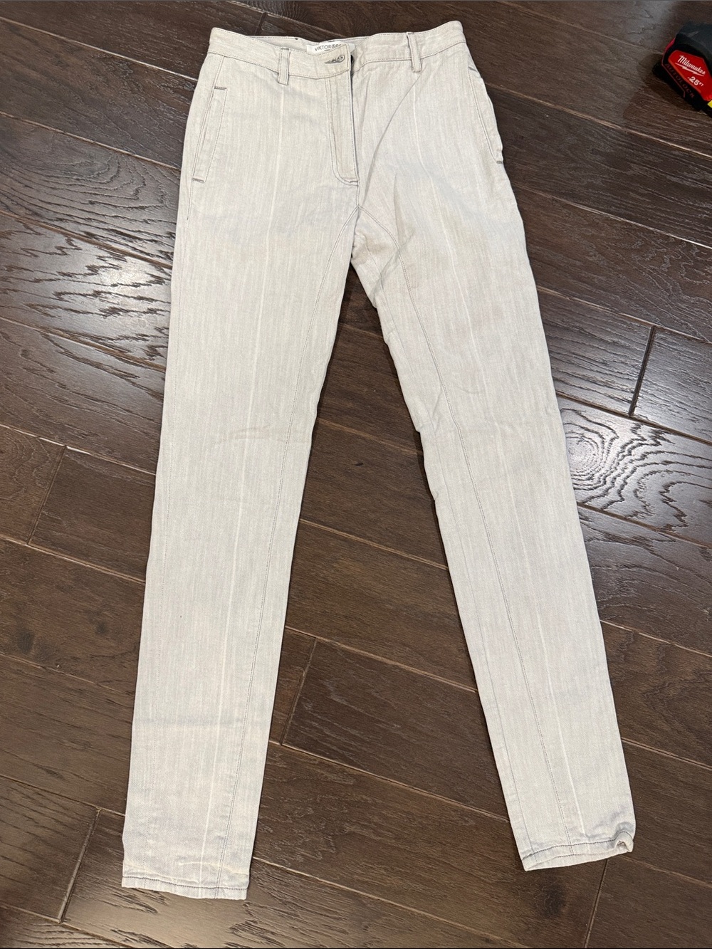 Viktor & Rolf Grey Pinstripe Denim Trousers Pants Size IT 38 US 2